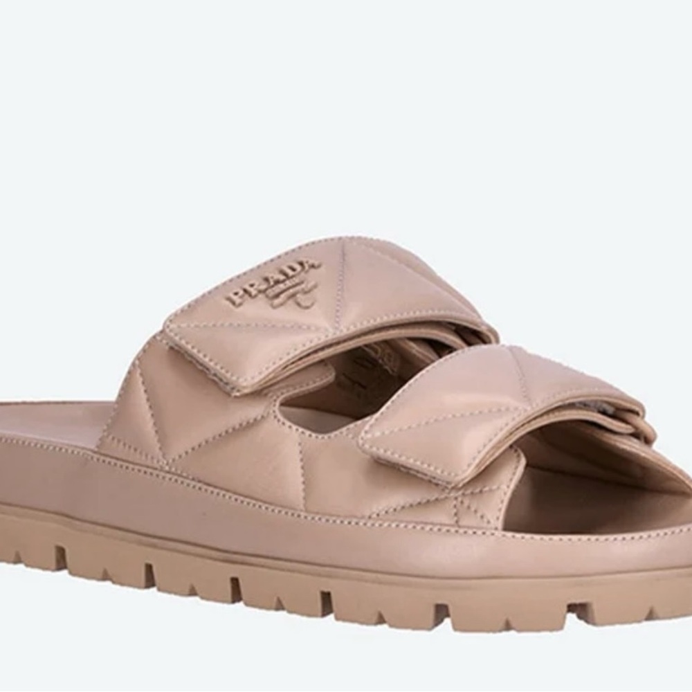 New Prada Pink Padded Nappa Leather Sandals.           Size 39